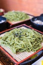 Japanese Cha Soba (Green tea Soba) in dish Royalty Free Stock Photo