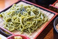 Japanese Cha Soba (Green tea Soba) in dish Royalty Free Stock Photo