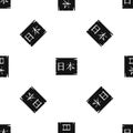 Japanese characters pattern seamless black Royalty Free Stock Photo