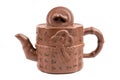 Traditional Japanese clay teapot. Japanese characters on a teapot translated into English mean Royalty Free Stock Photo