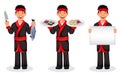 Japanese chef cooking sushi rolls Royalty Free Stock Photo