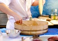 Japanese Chef prepare cooking Sushi Rice