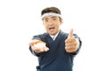 Japanese chef showing thumbs up sign Royalty Free Stock Photo