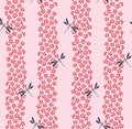 Japanese Cherry Blossom Dragonfly Vector Seamless Pattern Royalty Free Stock Photo