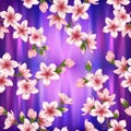 Japanese cherry blossom sakura branches vector seamless pattern. Royalty Free Stock Photo