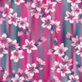 Japanese cherry blossom sakura branches vector seamless pattern. Royalty Free Stock Photo