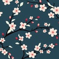Japanese Cherry Blossoms Flowers background pattern wallpaper vector Royalty Free Stock Photo