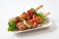 Japanese Chicken Kushiyaki, Skewered and Grilled Meat