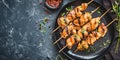 Japanese Chicken yakitori grilled skewers