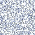 Japanese, Chinese ocean waves, clouds seamless pattern