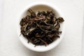Japanese or Chinese tea leaf on white background Royalty Free Stock Photo