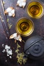 Japanese chinese tea teapot chopsticks rice Royalty Free Stock Photo