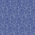 Japanese, Chinese traditional asian blue sea waves, clouds seamless pattern