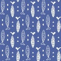 Japanese, Chinese traditional asian blue seamless pattern with fish