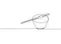 Japanese chopsticks on sauce bowl, ceramic, wooden, bamboo one line art. Continuous line drawing of sushi, japanese