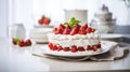 Japanese Christmas Cake Recipe. Japanese Strawberry Shortcake. Christmas white cake with soft layers of sponge cake, fresh