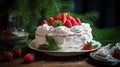 Japanese Christmas Cake Recipe. Japanese Strawberry Shortcake. Christmas white cake with soft layers of sponge cake, fresh