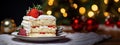 Japanese Christmas Cake Recipe. Japanese Strawberry Shortcake. Christmas white cake with soft layers of sponge cake, fresh