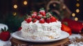 Japanese Christmas Cake Recipe. Japanese Strawberry Shortcake. Christmas white cake with soft layers of sponge cake, fresh