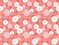 Japanese Circle Flower Vector Seamless Pattern