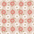 Japanese Circle Petal Flower Vector Seamless Pattern