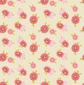 Japanese Circle Pretty Flower Vector Seamless Pattern Royalty Free Stock Photo