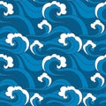 Japanese Classic Storm Wave Vector Seamless Pattern