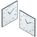 Japanese clock. Japanese Character Wall Clock. Flat 3d isometric vector illustration.