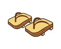 Japanese Clogs Made from Wood Illustration Royalty Free Stock Photo