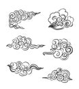 Japanese clouds and wave for tattoo design.Chinese clouds.