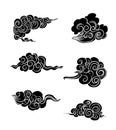 Japanese clouds and wave for tattoo design.Chinese clouds.