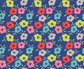 Japanese Colorful Pretty Flower Vector Seamless Pattern