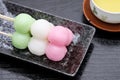 Japanese confectionery Sanshoku Dango Royalty Free Stock Photo