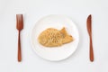 Japanese confectionery Taiyaki fish cake on plate on white background Royalty Free Stock Photo