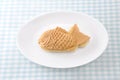 Japanese confectionery taiyaki fish pancake wagashi on plate on table Royalty Free Stock Photo