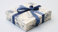 Japanese Contemporary Gift Box With Blue Bow And Palm Print Royalty Free Stock Photo