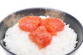 Japanese cooked rice with karashi mentaiko Royalty Free Stock Photo