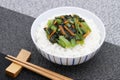 Japanese cooked rice with nozawana