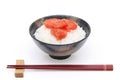 Japanese cooked white rice with karashi mentaiko Royalty Free Stock Photo