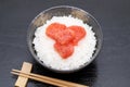 Japanese cooked rice with karashi mentaiko Royalty Free Stock Photo