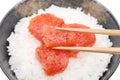 Japanese cooked rice with karashi mentaiko Royalty Free Stock Photo