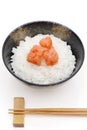 Japanese white rice with karashi mentaiko Royalty Free Stock Photo