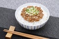 Japanese cooked white rice with Natto Royalty Free Stock Photo