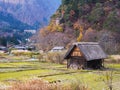 Japanese country house and rice field Royalty Free Stock Photo