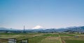 Japanese countryside with rice field and fuji mountain Royalty Free Stock Photo