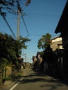 Japanese countryside street with buildings