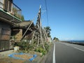 Japanese countryside street with buildings