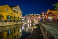 Japanese Covered ancient Bridge and River in Street in Old city of Hoi An in Southeast Asia in Vietnam. Vietnamese heritage and