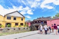 Japanese Covered Bridge and Yellow House at Hoi An Ancient Town Royalty Free Stock Photo