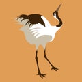 Japanese crane vector illustration style Flat